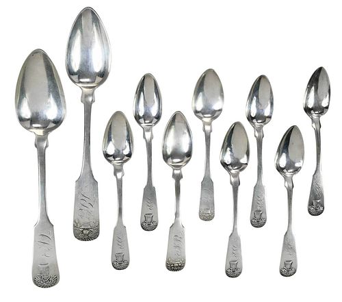 TEN MARQUAND COIN SILVER SPOONS,