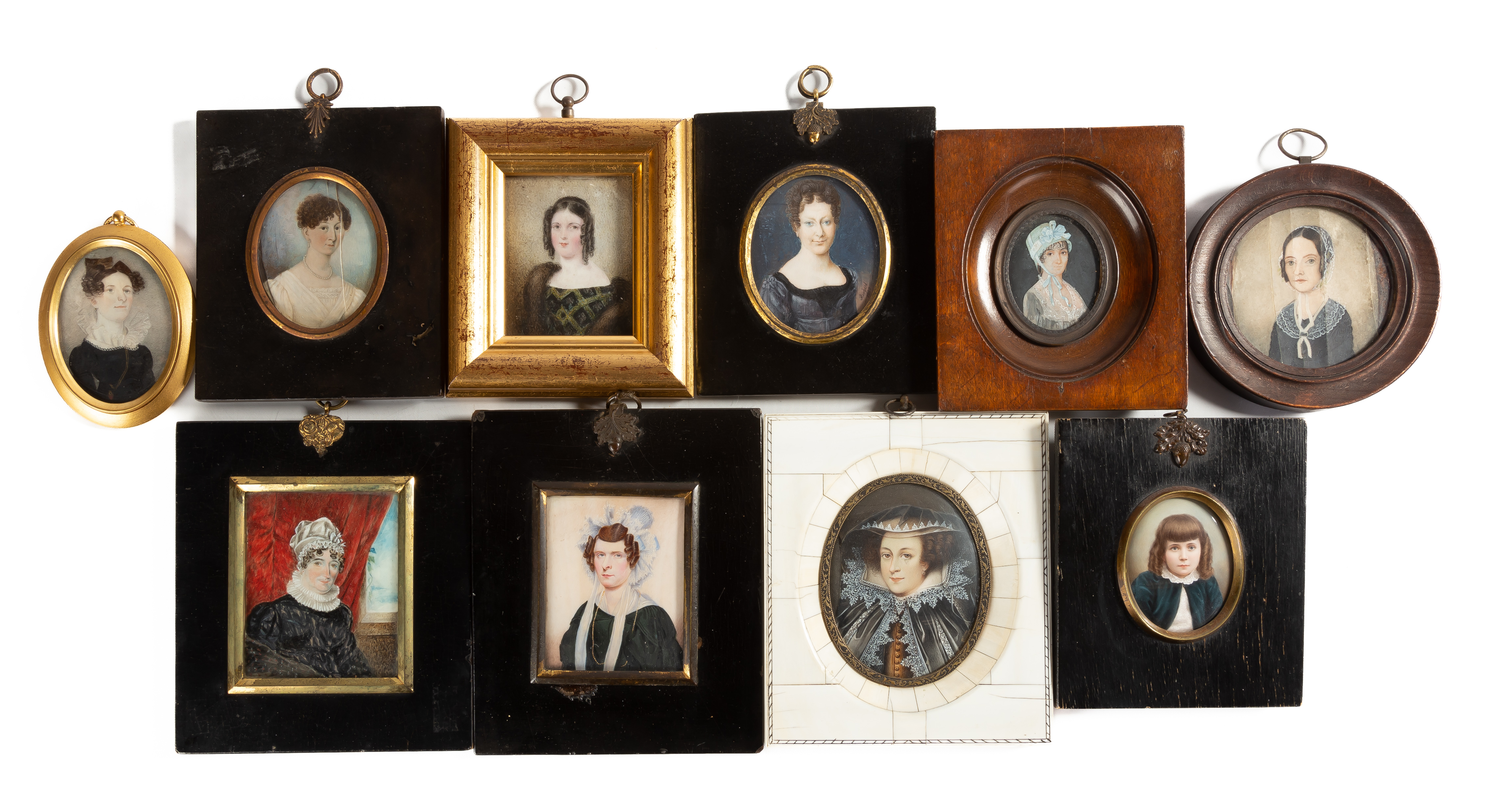 TEN MINIATURE PAINTINGS 19th