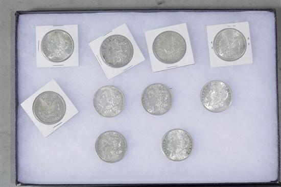 TEN MORGAN DOLLARS  ASSORTED DATES.