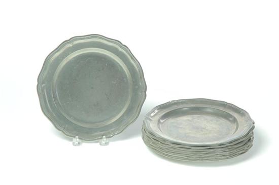 TEN PEWTER PLATES.  Continental 