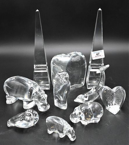 TEN PIECE BACCARAT CRYSTAL GROUPTen