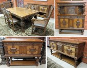 TEN-PIECE CARVED OAK DINING FU