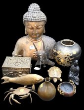 TEN PIECE CHINESE BRASS AND BR