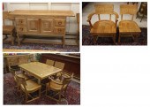 TEN-PIECE FEUDAL OAK DINING FU