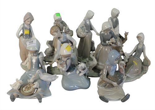 TEN PIECE GROUP OF LLADRO PORCELAIN