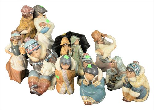 TEN PIECE GROUP OF PORCELAIN LLADRO