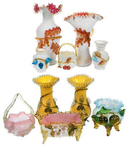 TEN PIECES ART GLASS WITH APPLIED