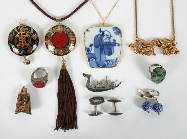Ten pieces of Asian jewelry