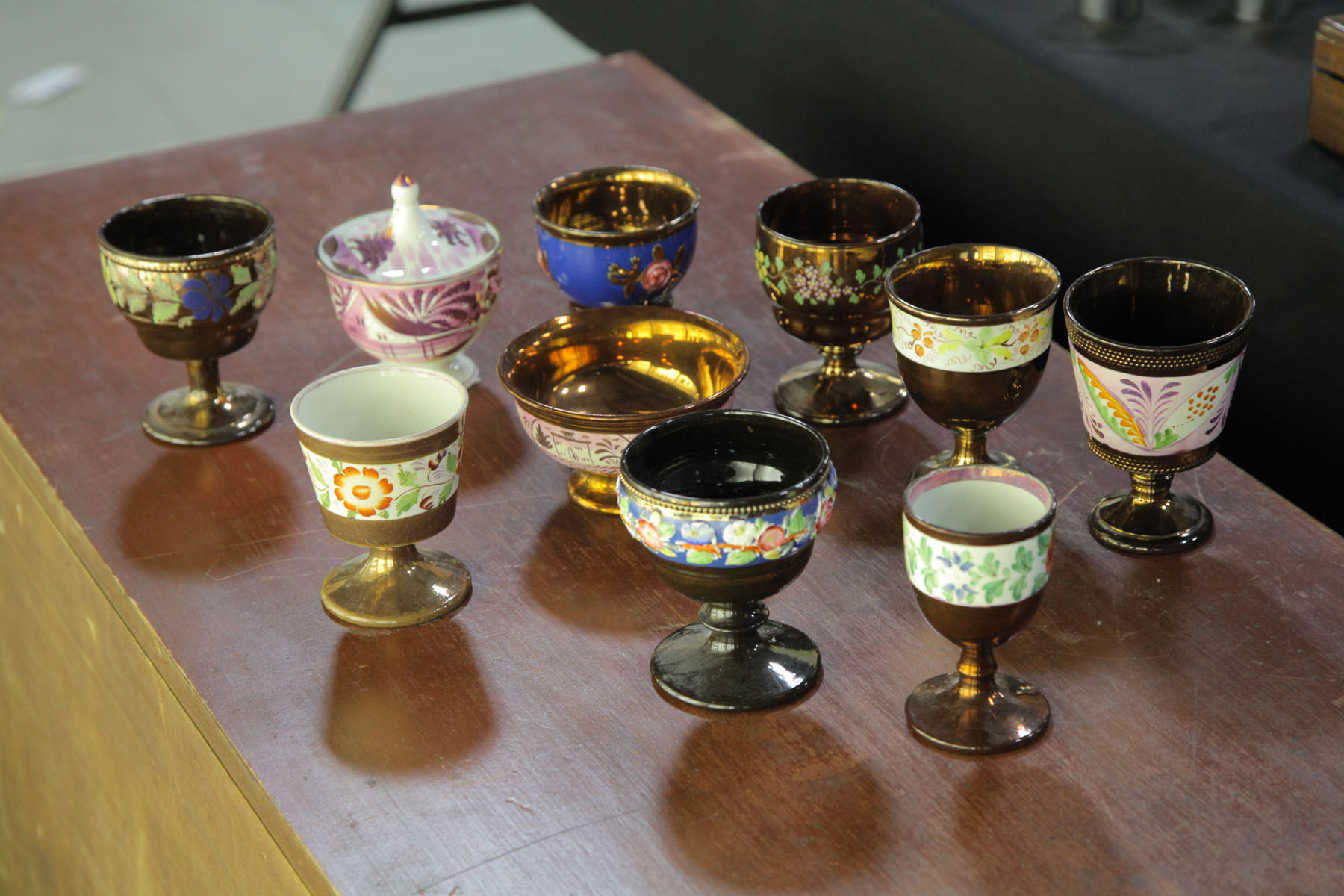 TEN PIECES OF COPPER LUSTER. 
