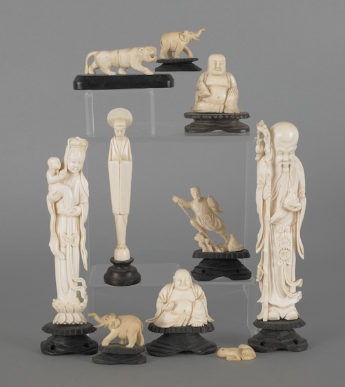 Ten pieces of ivory early 20th c.