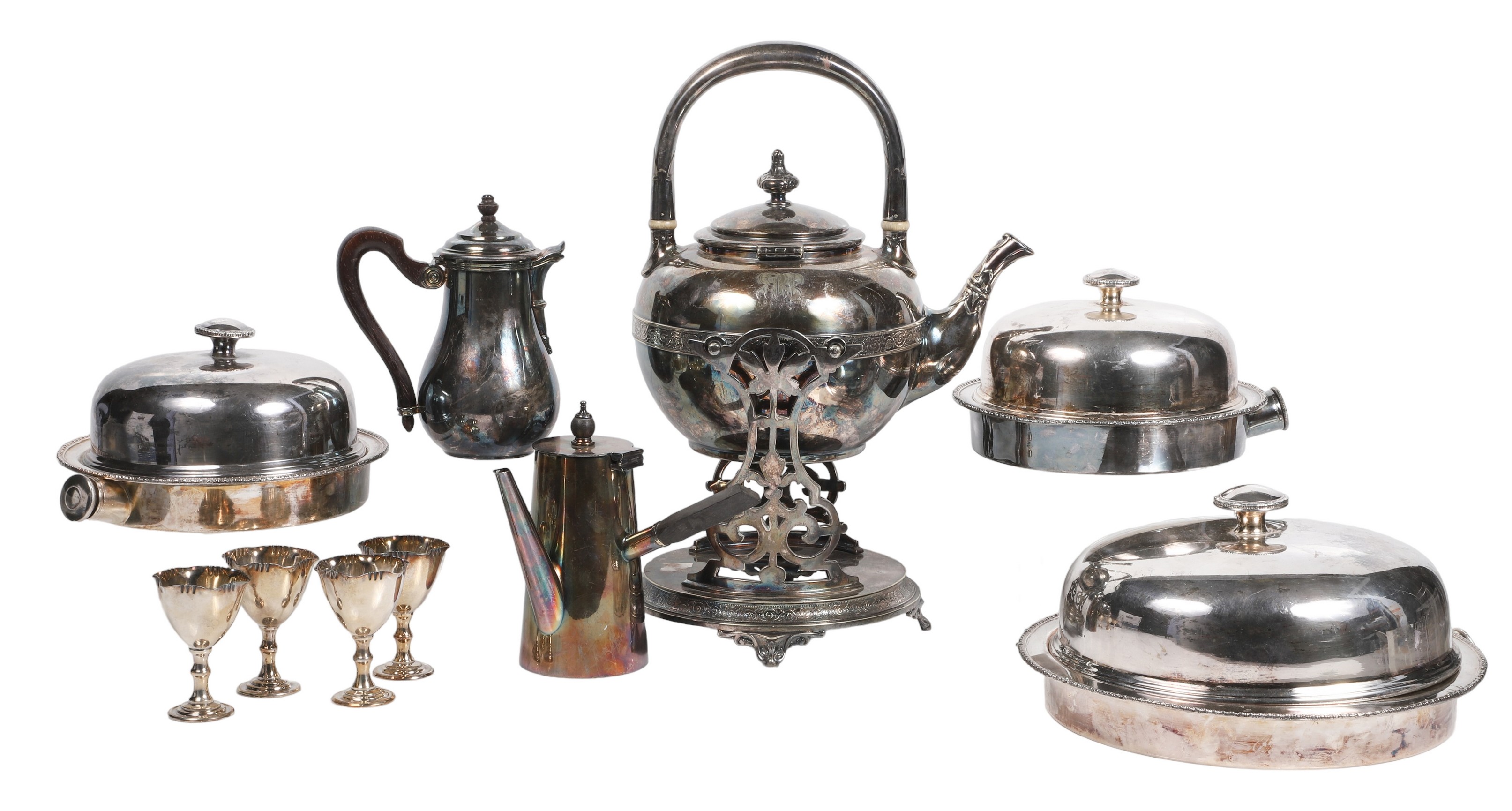 Ten pieces of silver plate dating