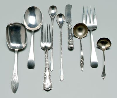 Ten pieces sterling flatware:
