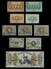 Ten pieces U.S. fractional cur