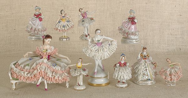Ten porcelain figures 20th c.