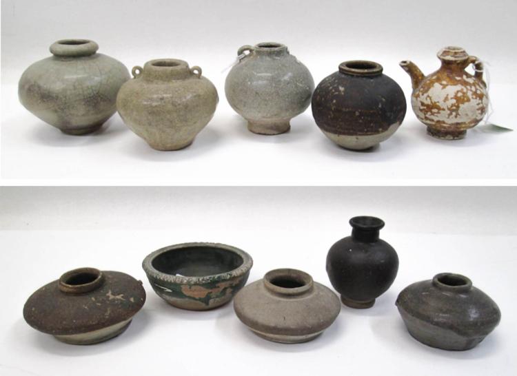 TEN POTTERY VESSELS, VARIOUS
