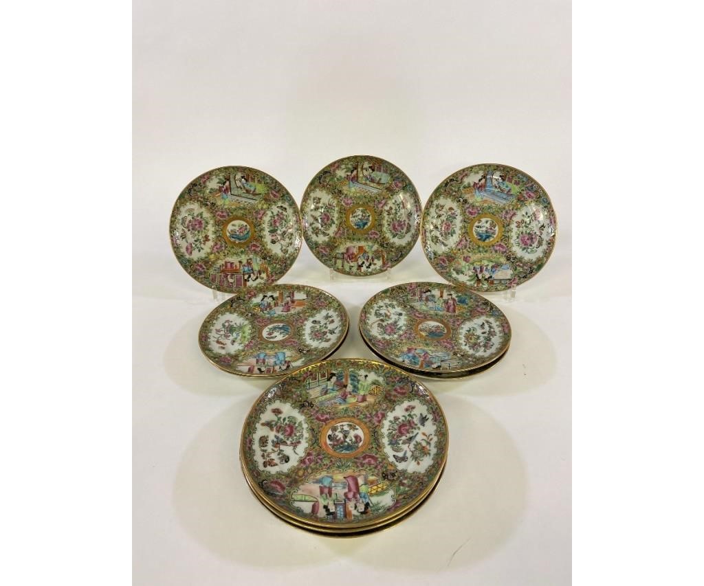 Ten Rose Medallion plates, 19th