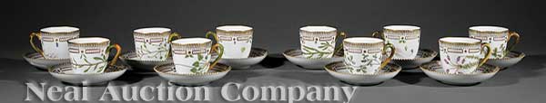 Ten Royal Copenhagen "Flora Danica"
