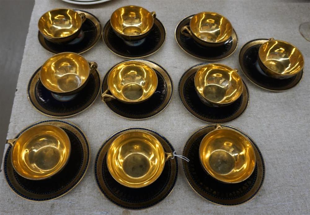TEN ROYAL VIENNA GILT, COBALT AND