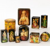TEN RUSSIAN LACQUERED BOXES, T