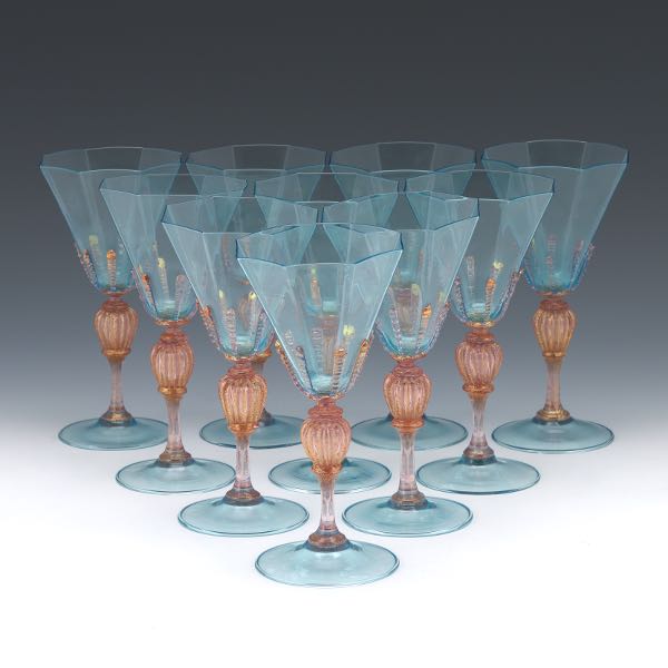 TEN SALVIATI MURANO AZURE AND