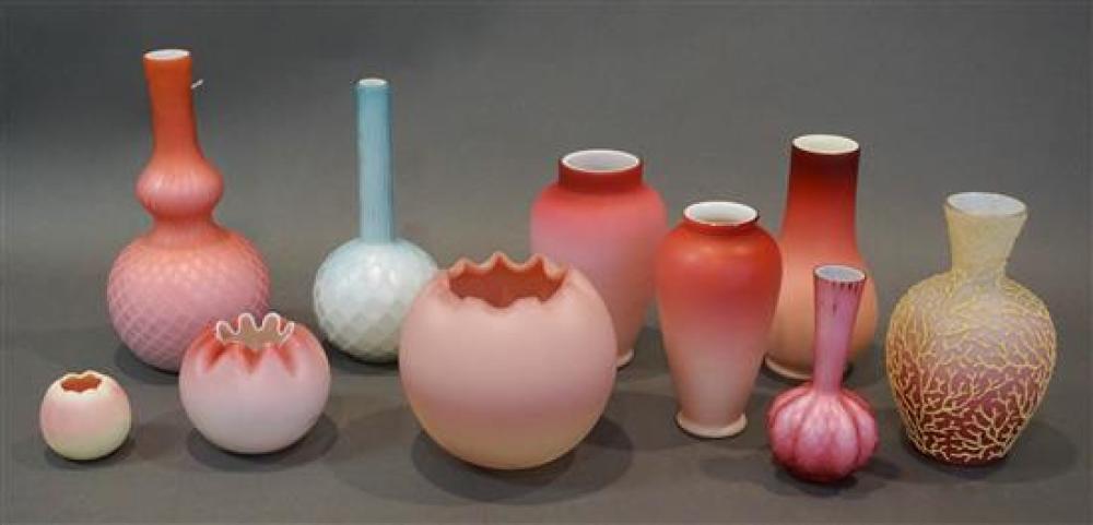 TEN SATIN GLASS VASESTen Satin
