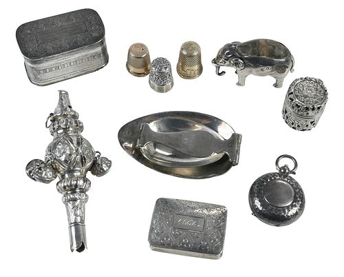 TEN SILVER AND GOLD SMALL SEWING