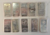 TEN SILVER BARS, 10 T.OZ., EAC