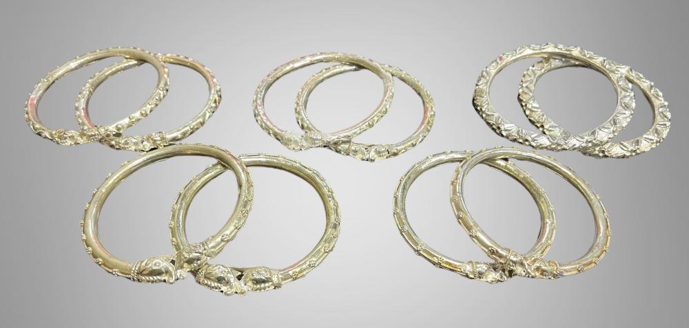 TEN SOUTHEAST ASIAN SILVER BANGLE