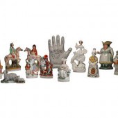 Ten Staffordshire Glazed Figur