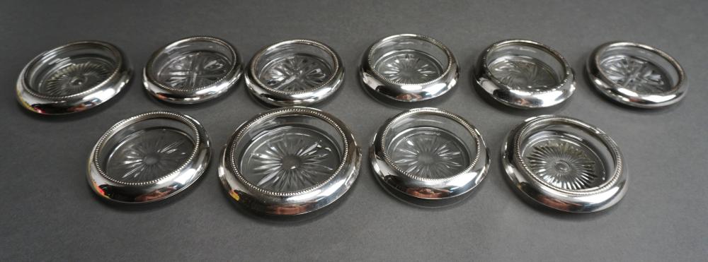 TEN STERLING SILVER RIM GLASS