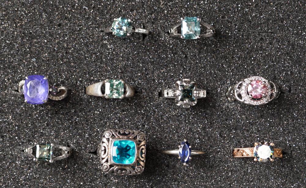 TEN STERLING SILVER RINGSTen