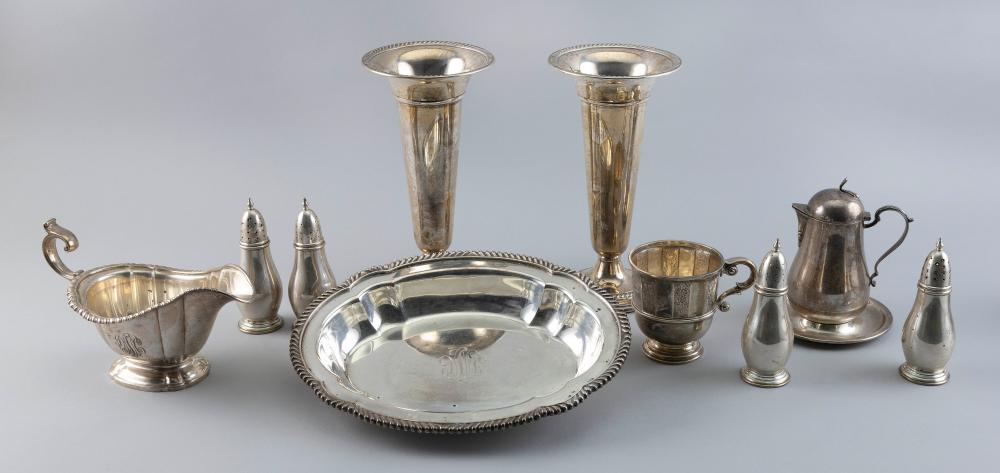 TEN STERLING SILVER TABLEWARES 20TH