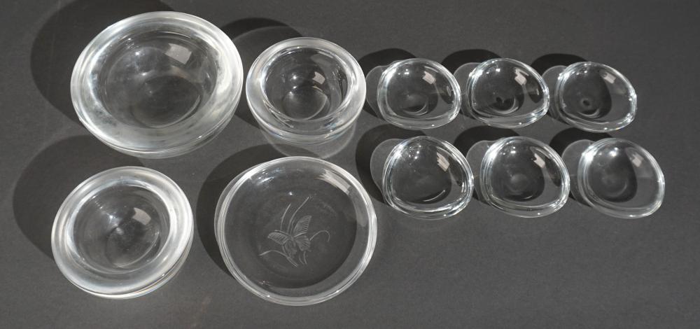 TEN STEUBEN CRYSTAL NUT DISHESTen