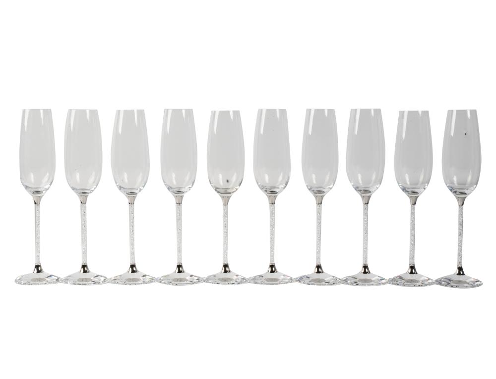 TEN SWAROVSKI CHAMPAGNE FLUTESTen