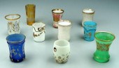 Ten tumblers and beakers: one