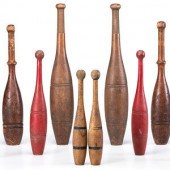 Ten Turned Wood Juggling Pins