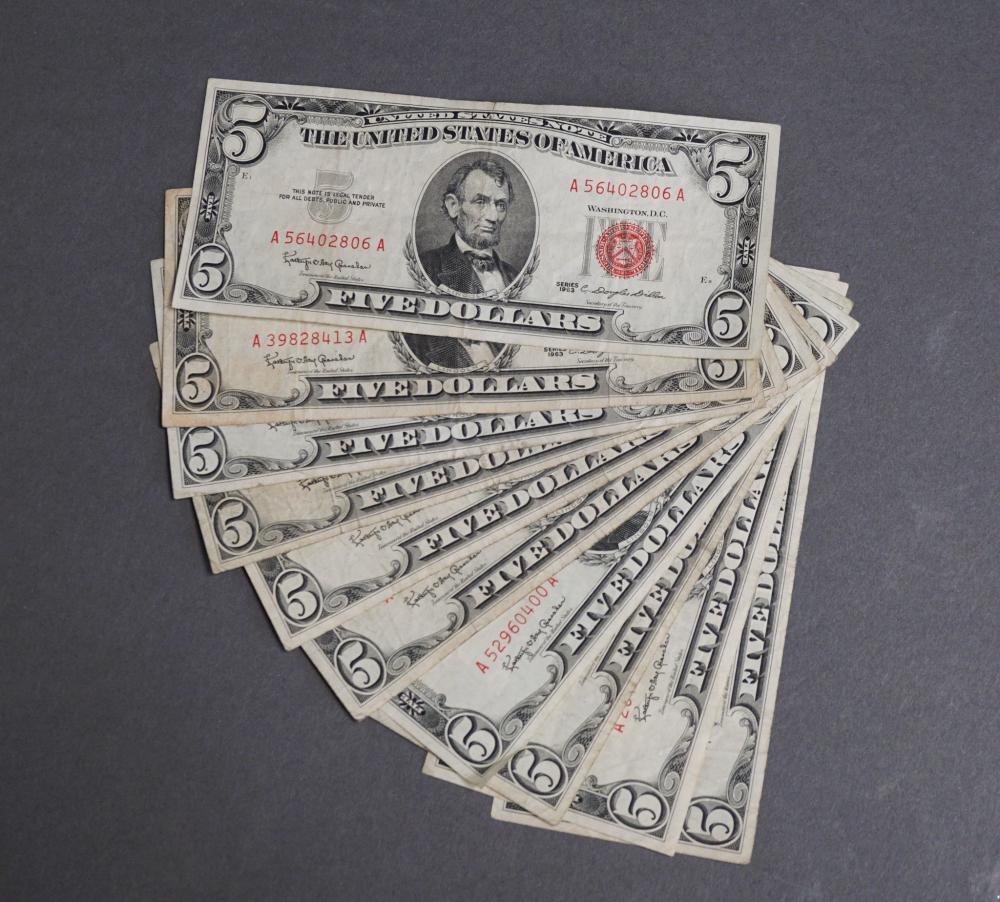 TEN U.S. $5 RED SEAL NOTESTen
