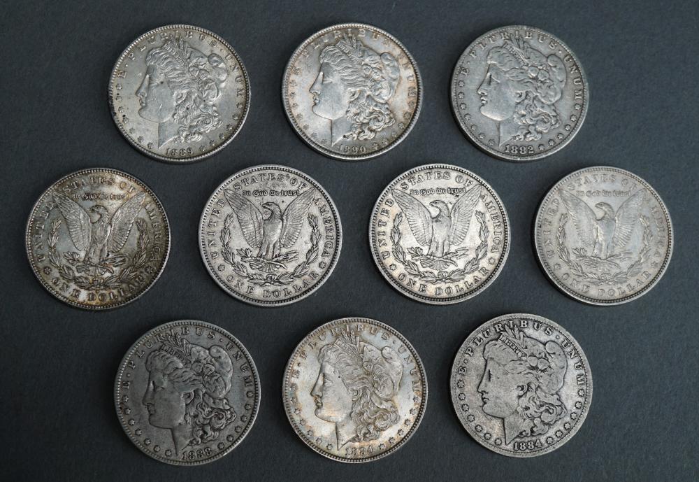TEN U.S. MORGAN SILVER DOLLARSTen