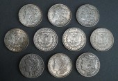 TEN U.S. MORGAN SILVER DOLLARS