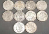 TEN U.S. MORGAN SILVER DOLLARS