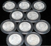 TEN U.S. MORGAN SILVER DOLLARS