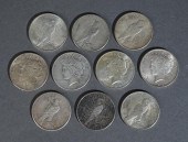 TEN U.S. PEACE TYPE SILVER DOL