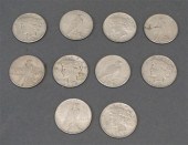 TEN U.S. PEACE TYPE SILVER DOL