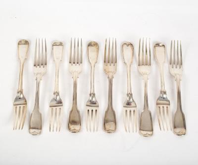 Ten Victorian silver fiddle and