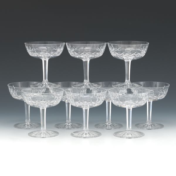 TEN WATERFORD CRYSTAL CHAMPAGNE