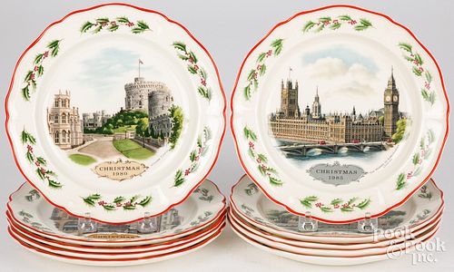 TEN WEDGWOOD CHRISTMAS PLATESTen