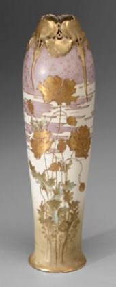 Teplitz vase, hand-painted flo