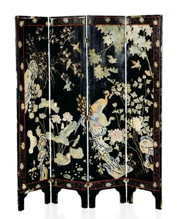 Chinese coromandel inlaid screen