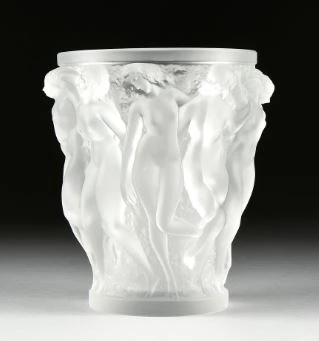 LALIQUE FROSTED CRYSTAL BACCHANTES VASE