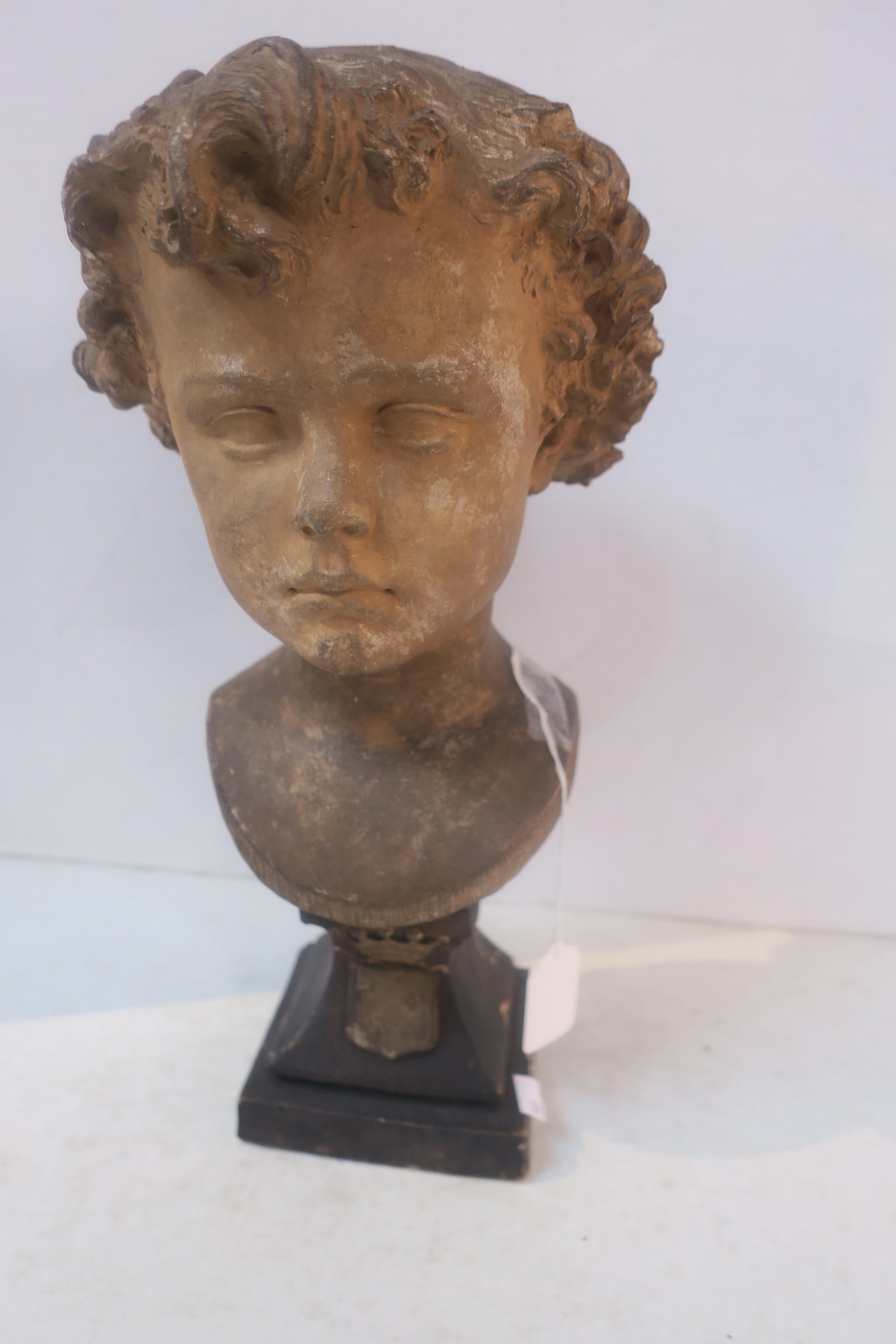 TERRA COTTA 14"T BUST OF CURLY